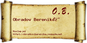 Obradov Bereniké névjegykártya